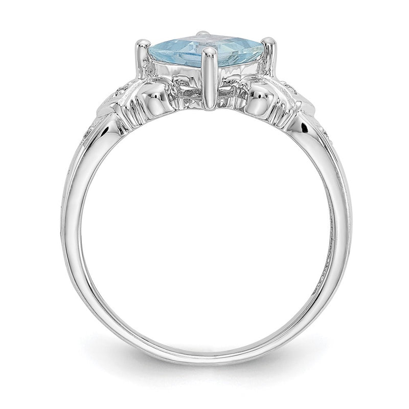 14K White Gold Aquamarine And Diamond Ring