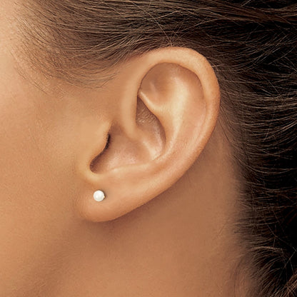 10K Yellow Gold 3-4mm White Button Freshwater Cultured Pearl Stud Post Earrings