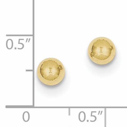 10K Yellow Gold Polished 5mm Ball Post Earrings