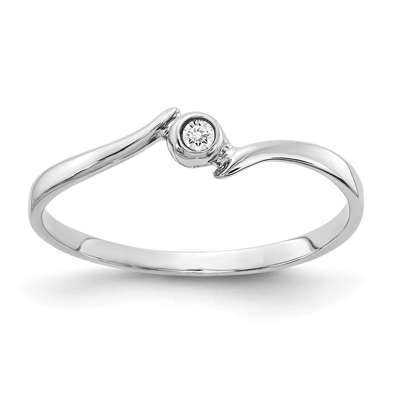 10K White Gold Polished Aa Diamond Ring