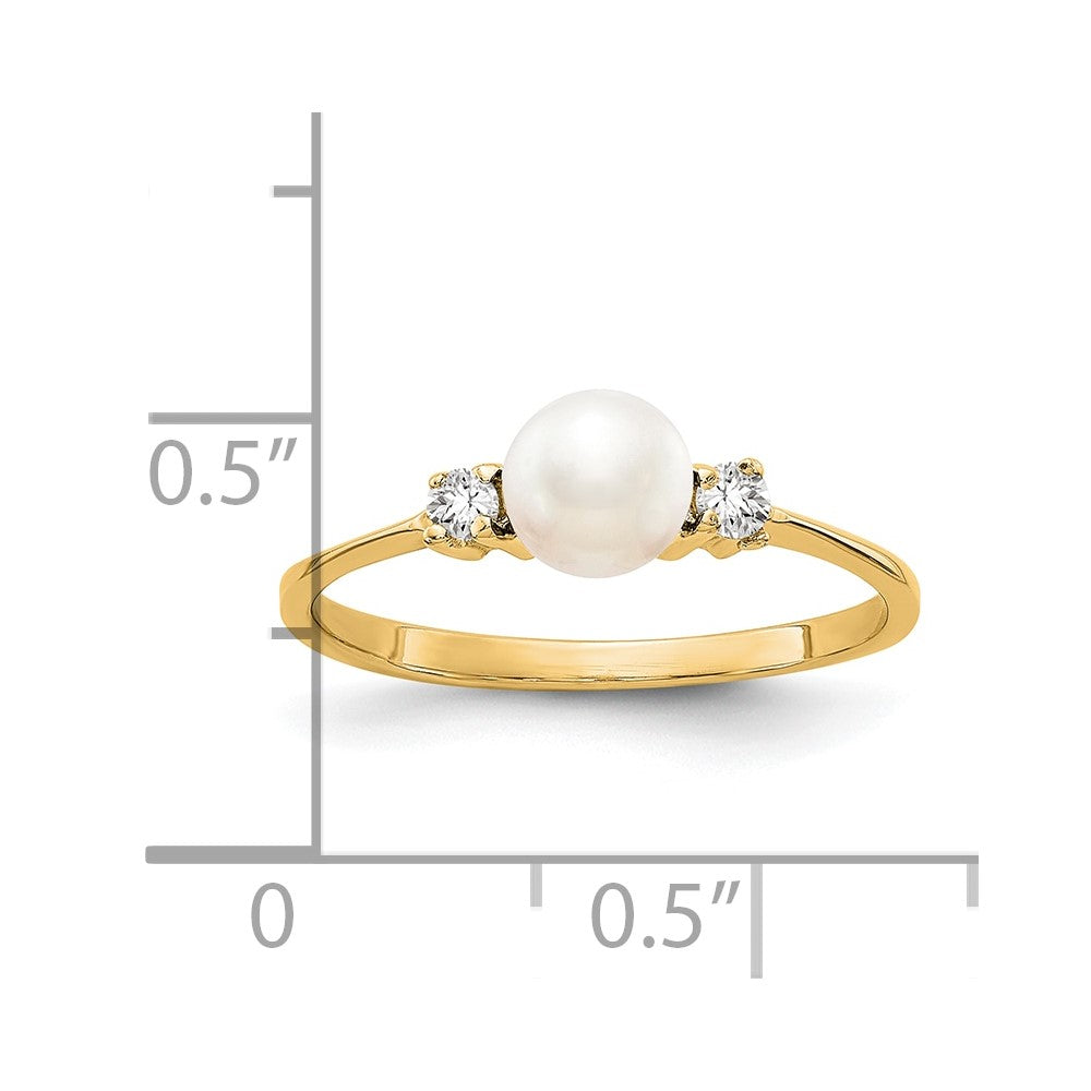 10K Yellow Gold 10K 5mm Fw Cultured Pearl A Diamond Ring
