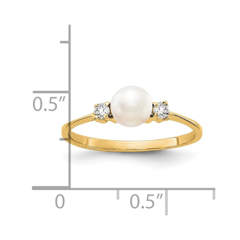 10K Yellow Gold 10K 5mm Fw Cultured Pearl A Diamond Ring