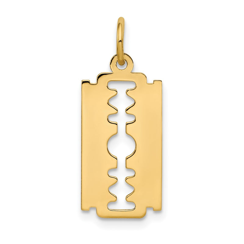 10K Yellow Gold Polished Razor Blade Charm