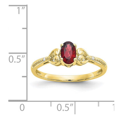 10K Yellow Gold Garnet Diamond Ring