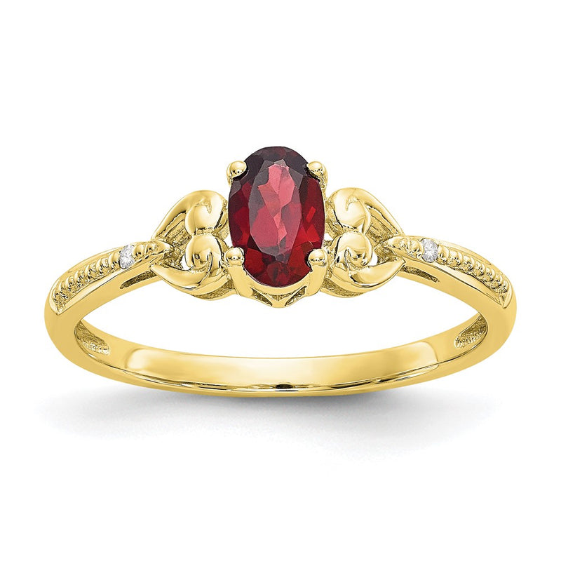 10K Yellow Gold Garnet Diamond Ring