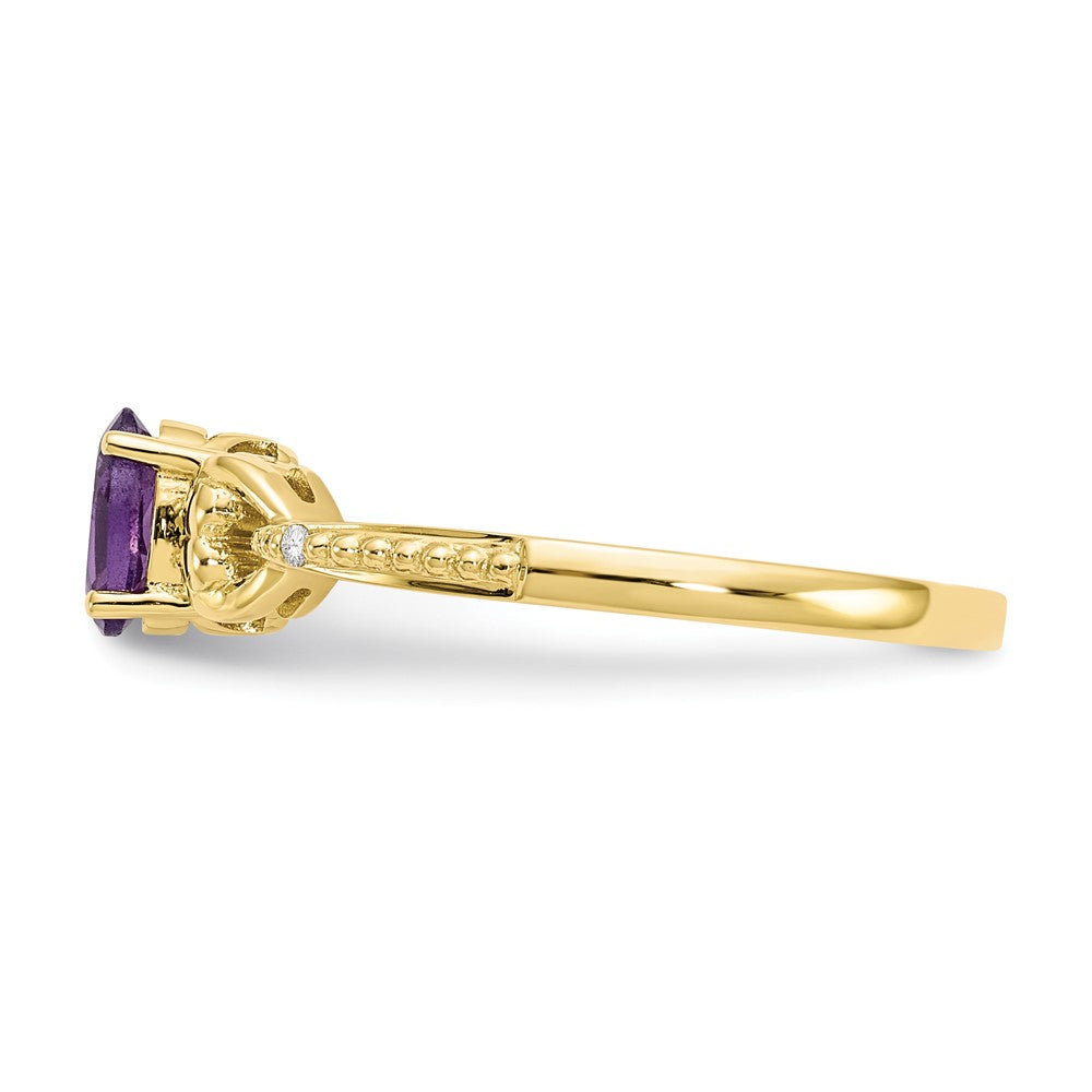 10K Yellow Gold Amethyst Diamond Ring