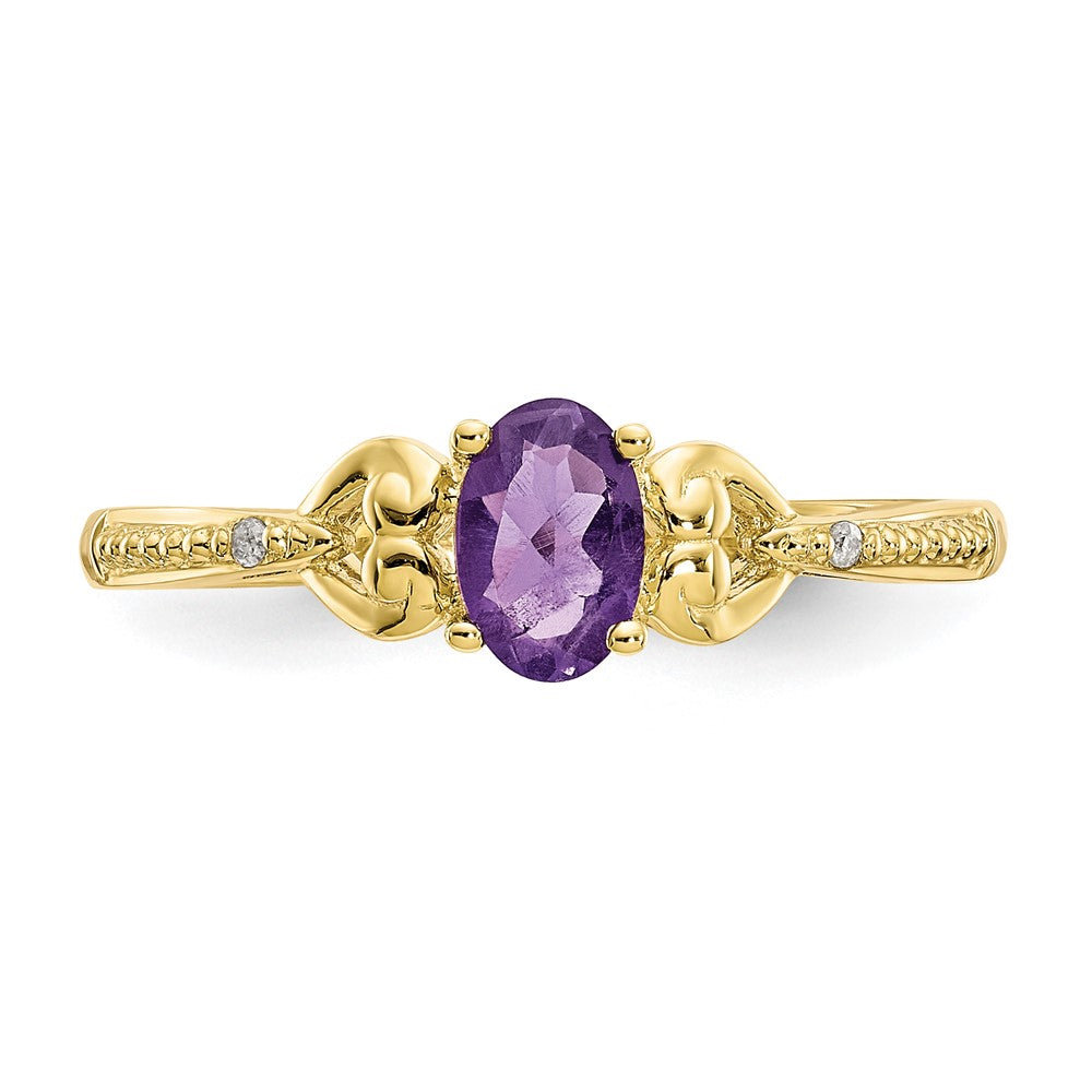 10K Yellow Gold Amethyst Diamond Ring