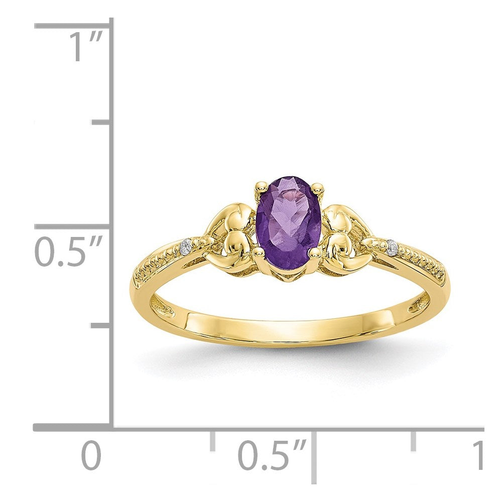 10K Yellow Gold Amethyst Diamond Ring