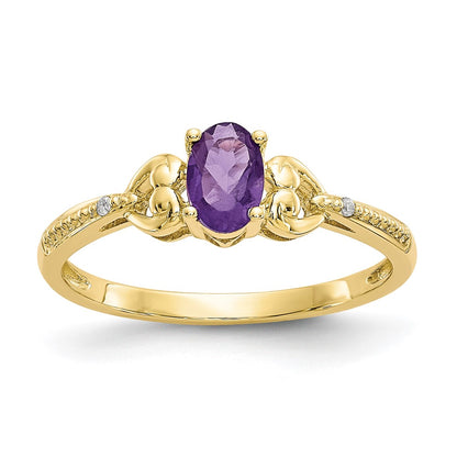 10K Yellow Gold Amethyst Diamond Ring