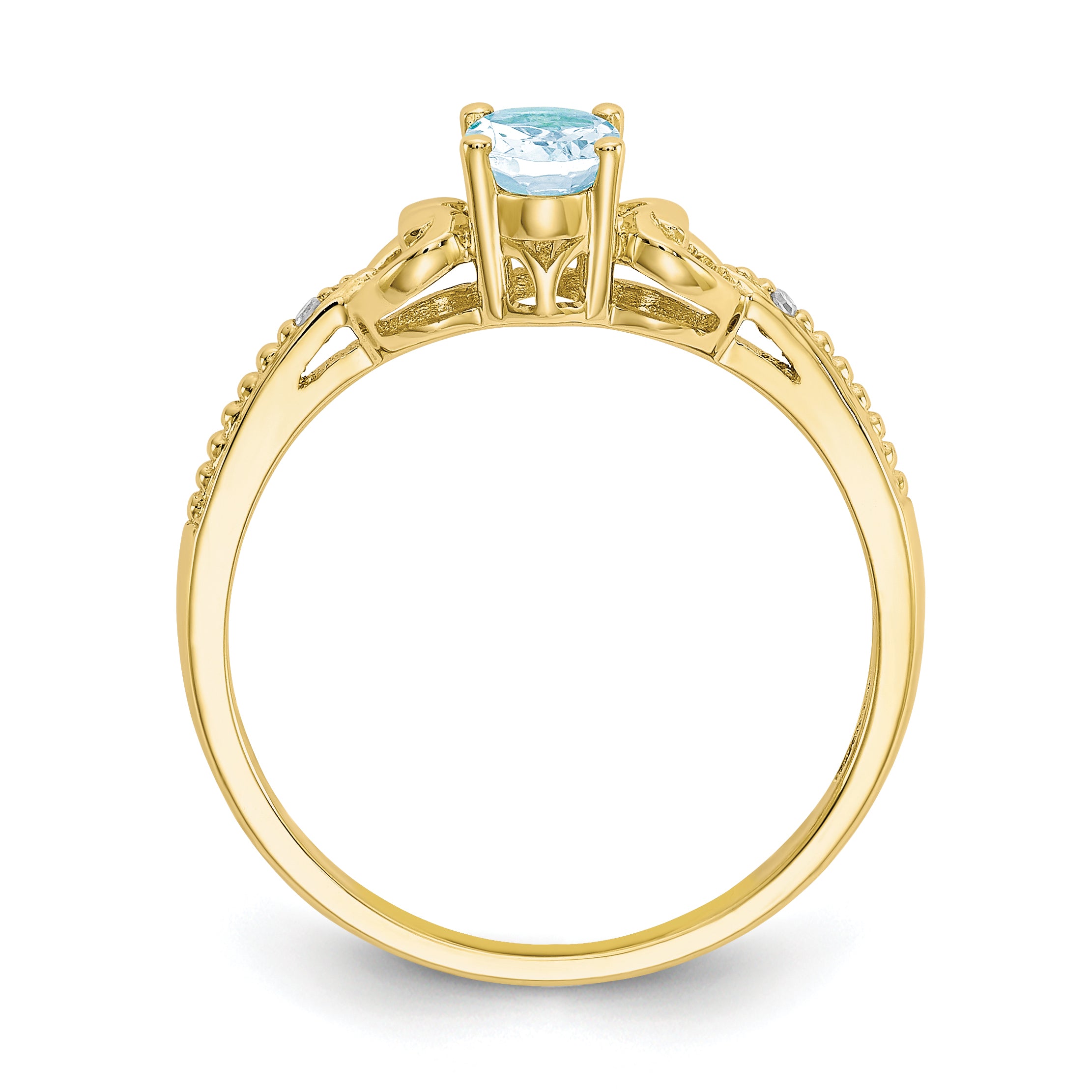 10K Yellow Gold Aquamarine Diamond Ring