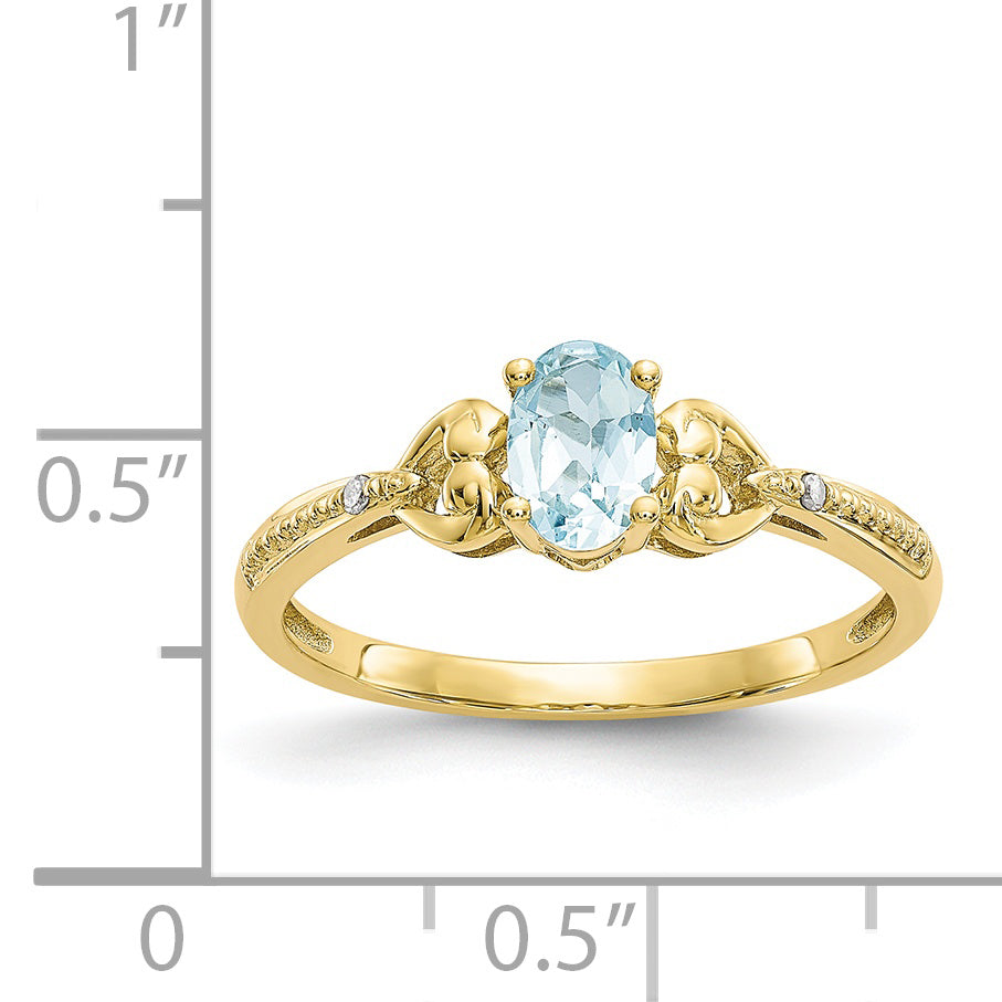 10K Yellow Gold Aquamarine Diamond Ring