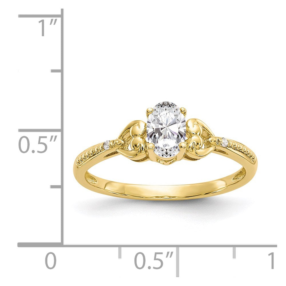 10K Yellow Gold White Topaz Diamond Ring