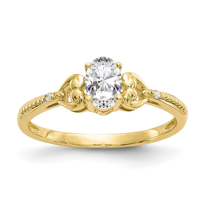 10K Yellow Gold White Topaz Diamond Ring