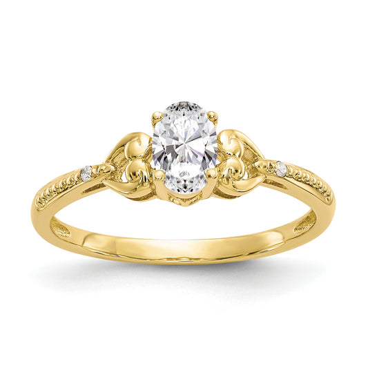 10K Yellow Gold White Topaz Diamond Ring