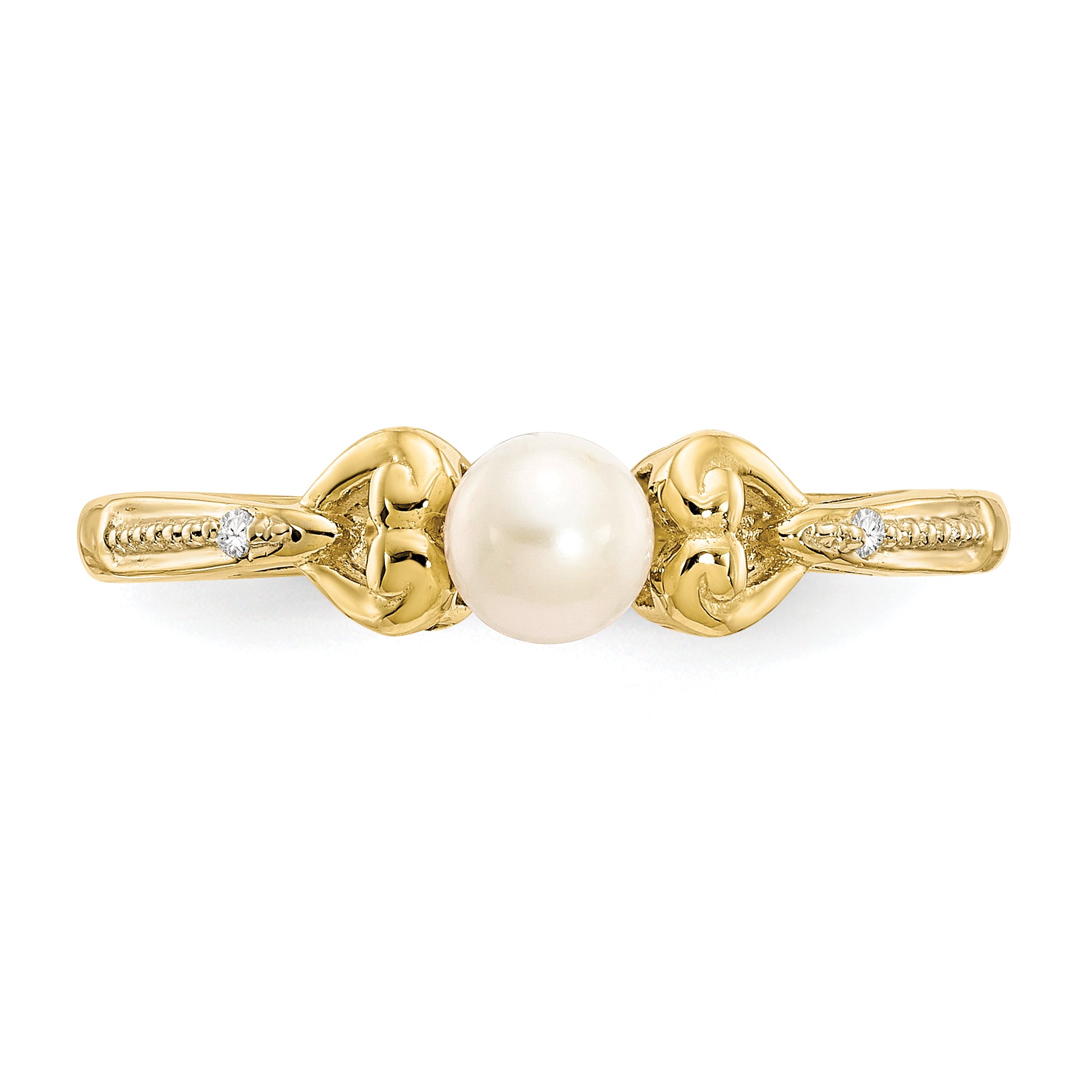 10K Yellow Gold FW Cultured Pearl Diamond Ring