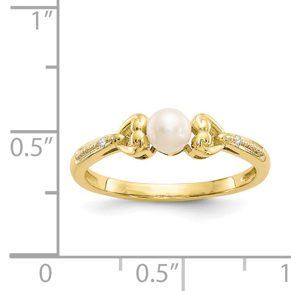 10K Yellow Gold FW Cultured Pearl Diamond Ring