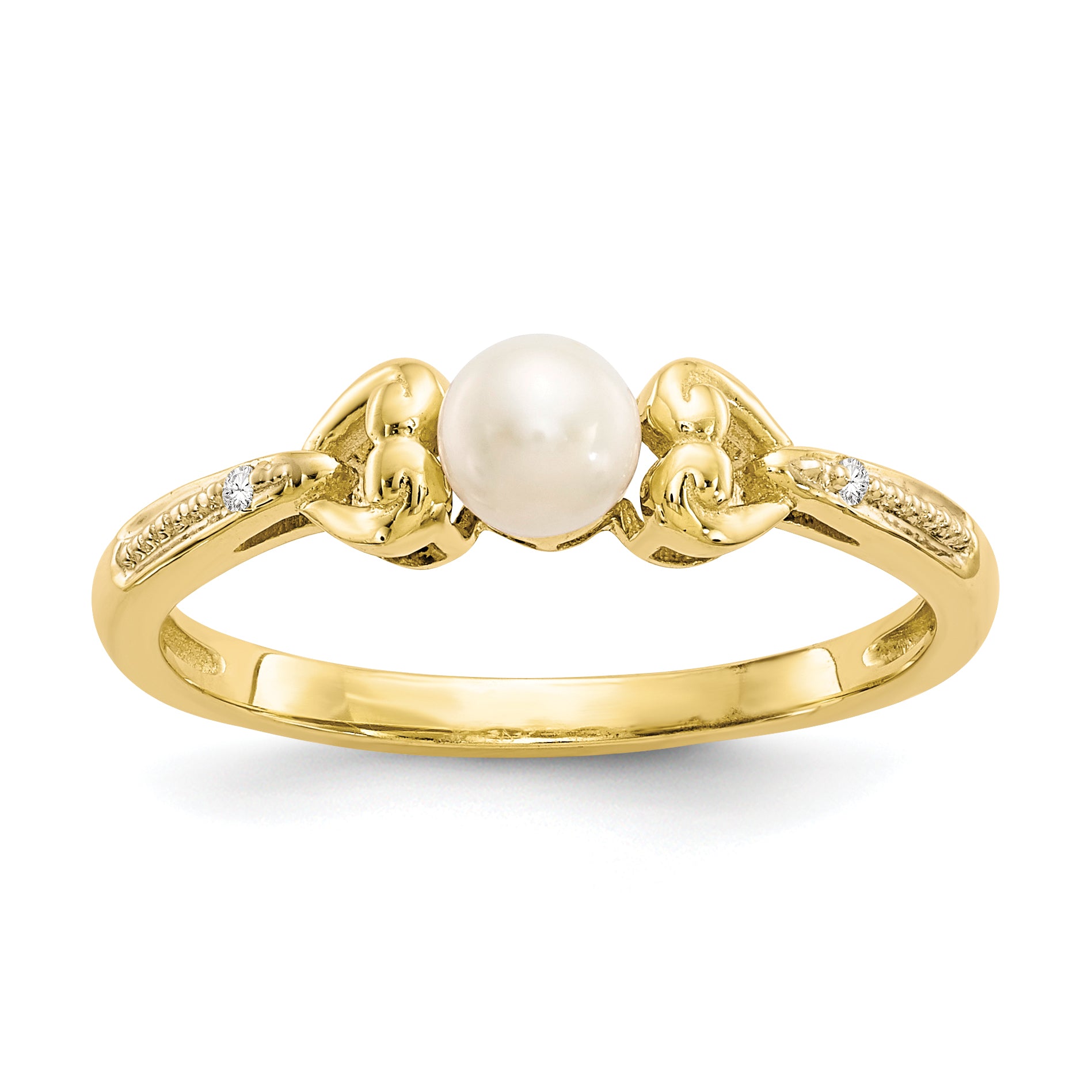 10K Yellow Gold FW Cultured Pearl Diamond Ring