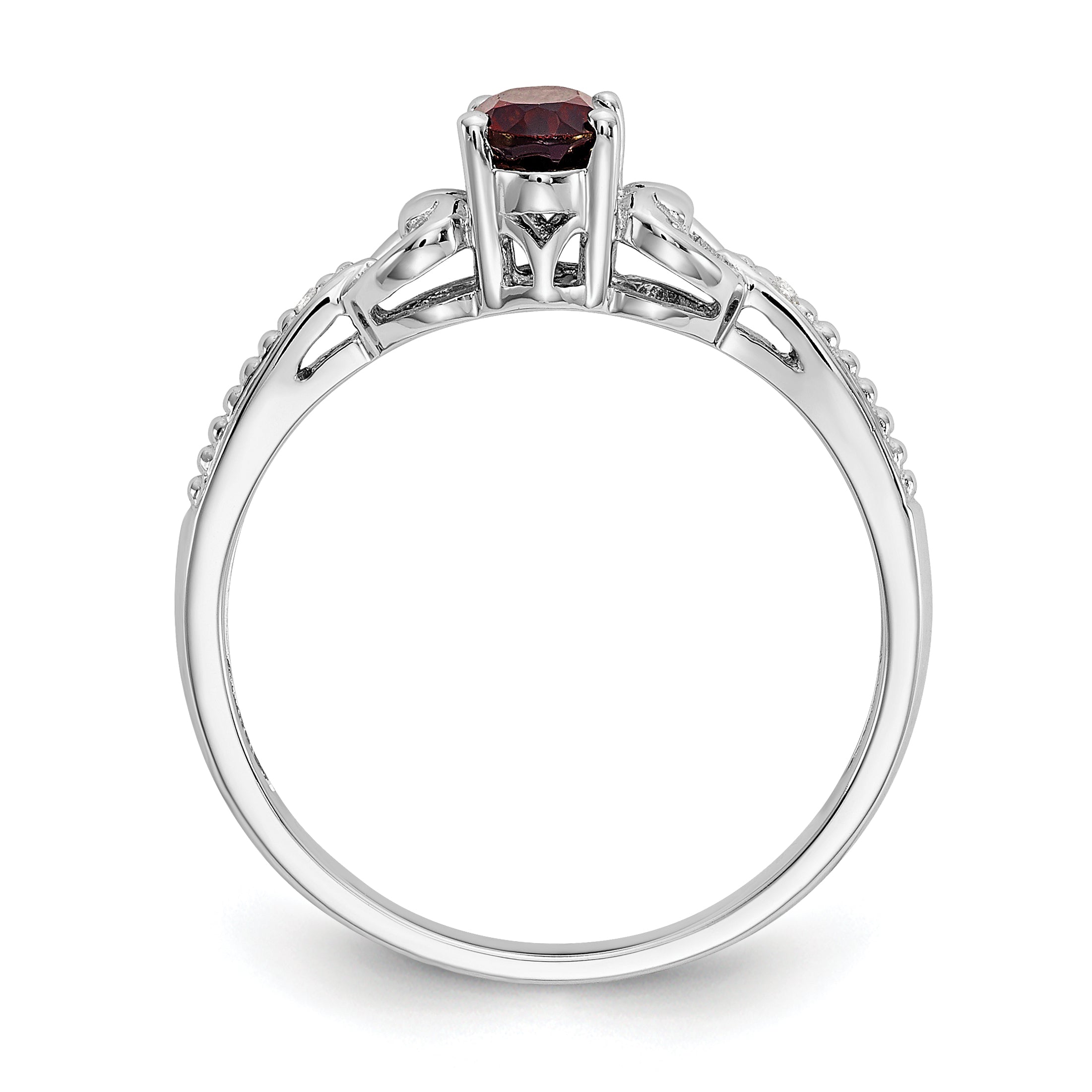 10K White Gold Garnet And Diamond Ring