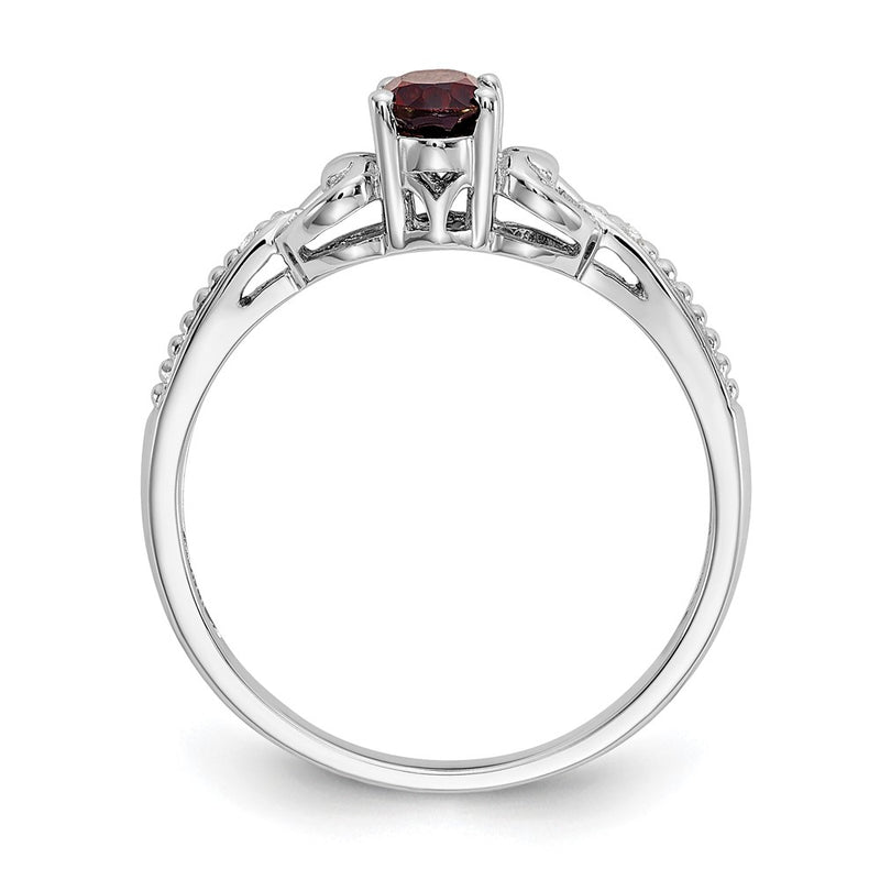 10K White Gold Garnet And Diamond Ring