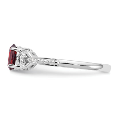 10K White Gold Garnet And Diamond Ring