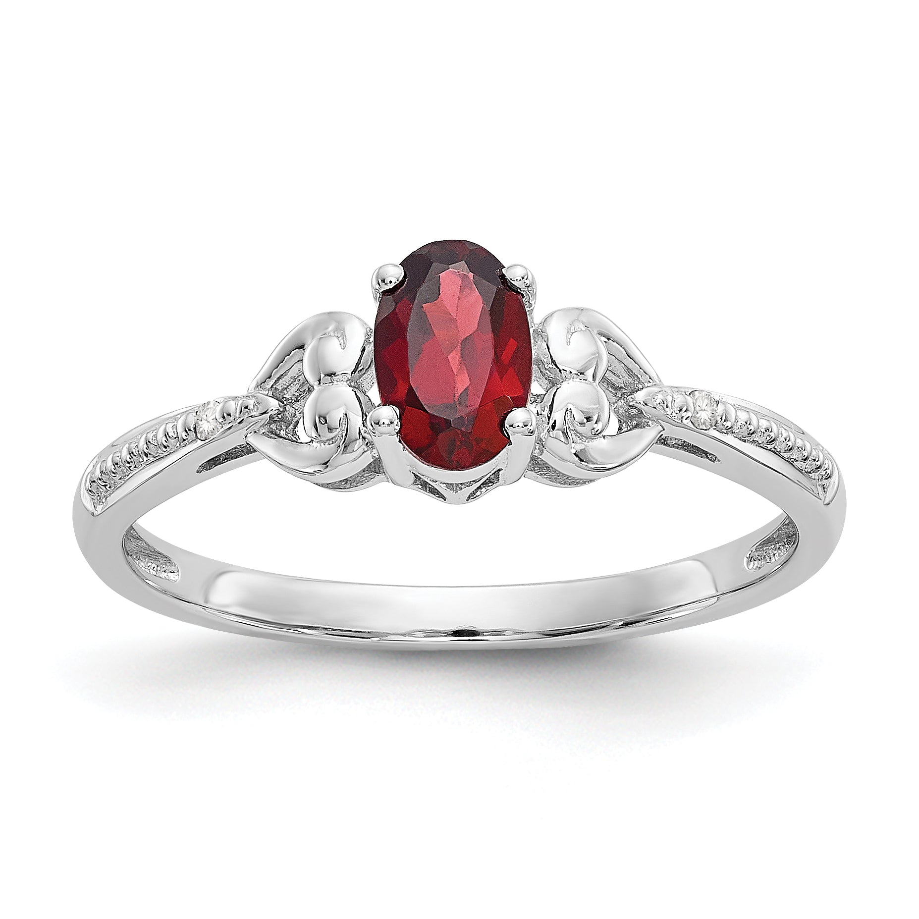 10K White Gold Garnet And Diamond Ring