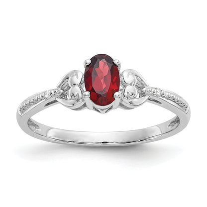 10K White Gold Garnet And Diamond Ring