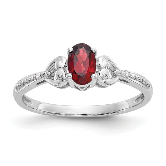 10K White Gold Garnet And Diamond Ring