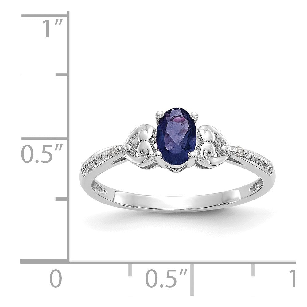 10K White Gold Sapphire And Diamond Ring