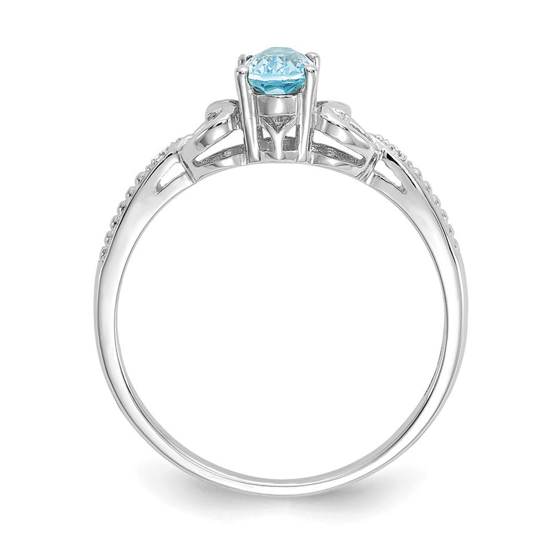 10K White Gold Swiss Blue Topaz And Diamond Ring