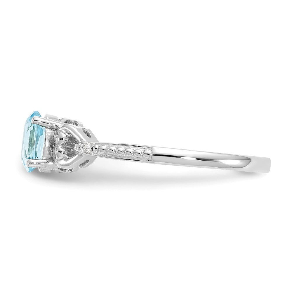 10K White Gold Swiss Blue Topaz And Diamond Ring