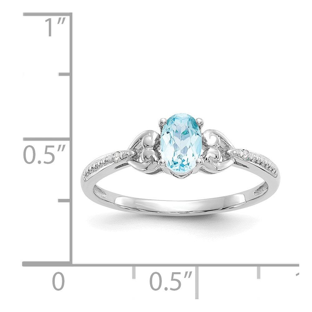 10K White Gold Swiss Blue Topaz And Diamond Ring