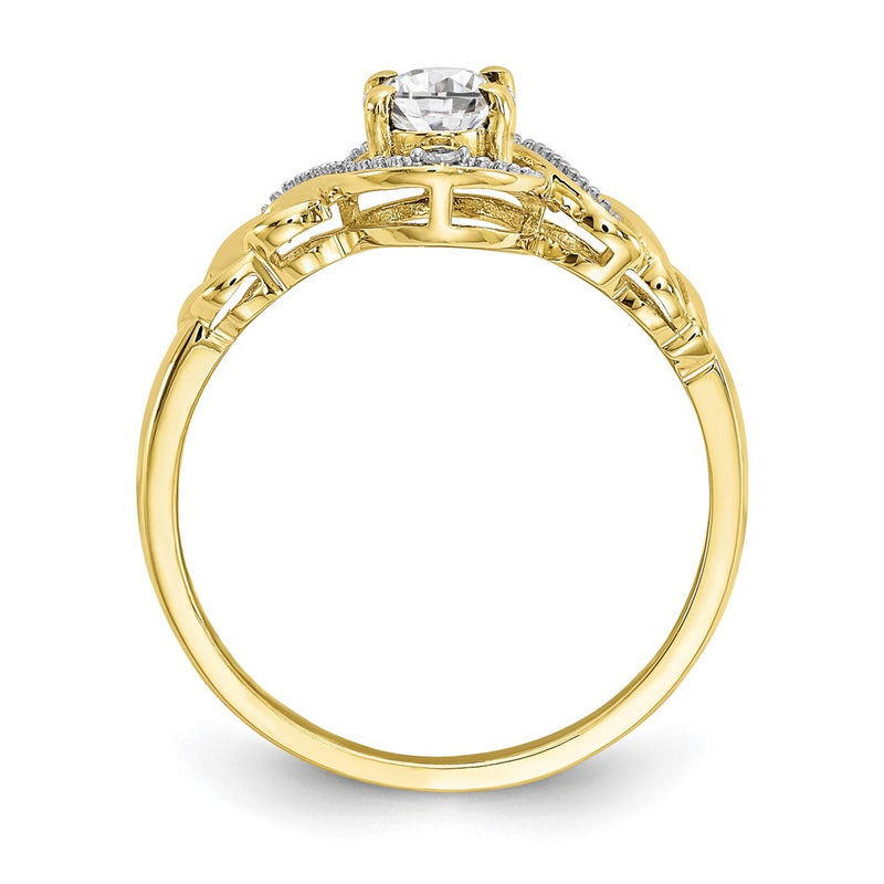 10K Yellow Gold 10K White Topaz And Diamond Ring