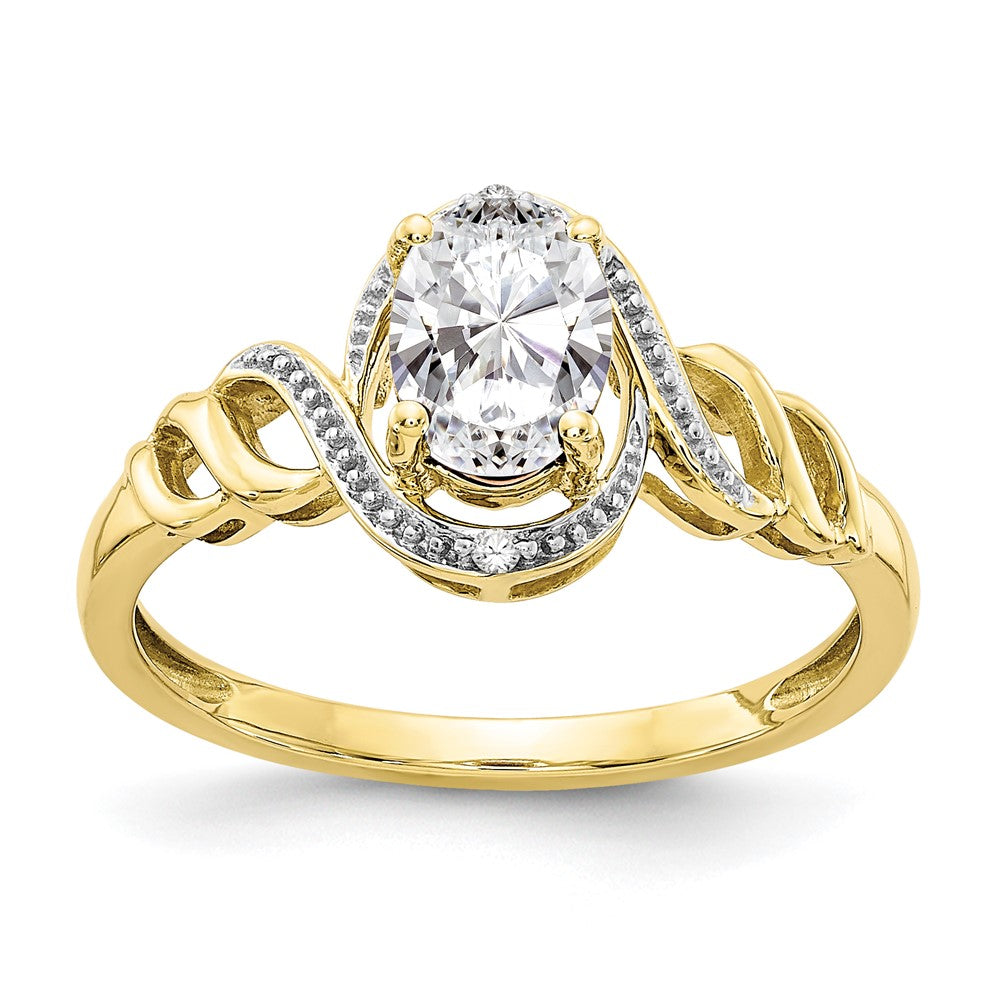 10K Yellow Gold 10K White Topaz And Diamond Ring