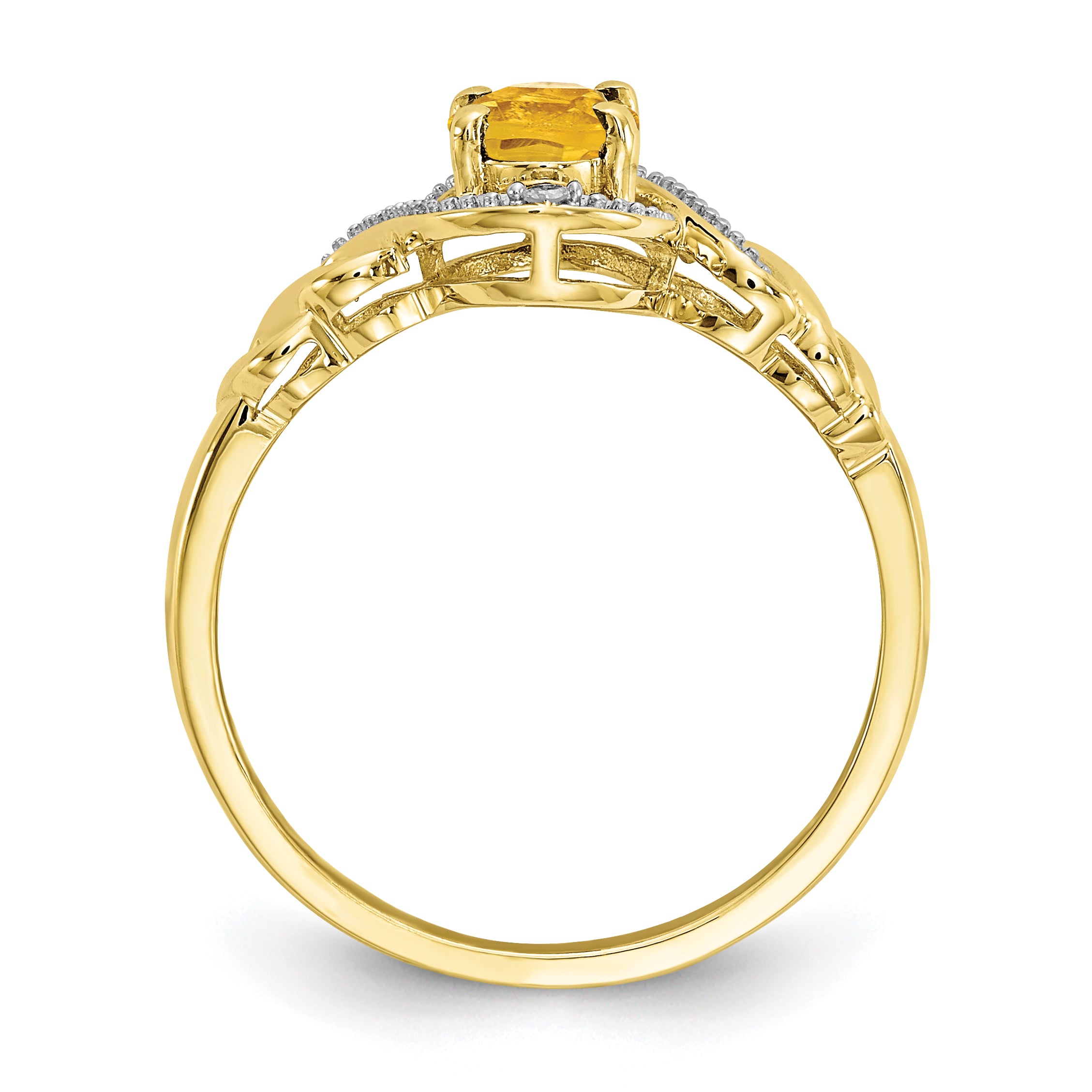 10K Yellow Gold 10K Citrine And Diamond Ring