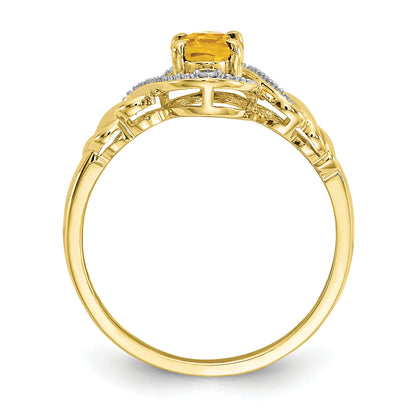 10K Yellow Gold 10K Citrine And Diamond Ring