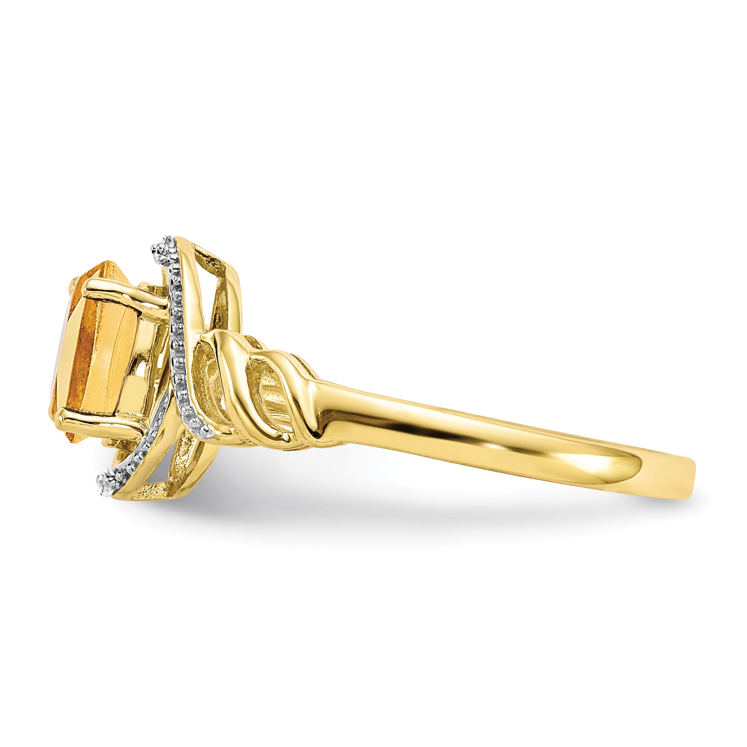 10K Yellow Gold 10K Citrine And Diamond Ring