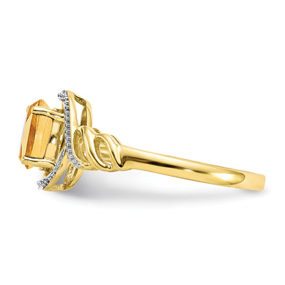 10K Yellow Gold 10K Citrine And Diamond Ring