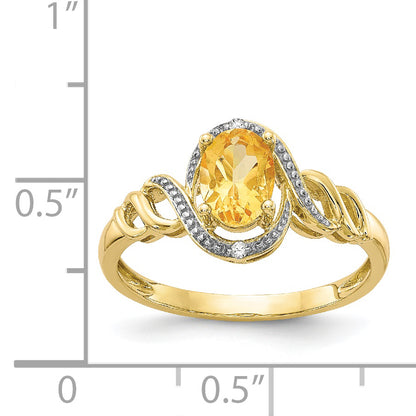 10K Yellow Gold 10K Citrine And Diamond Ring