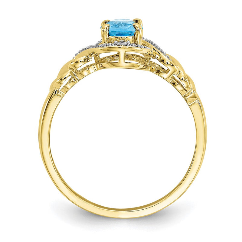 10K Yellow Gold 10K Light Swiss Blue Topaz And Diamond Ring