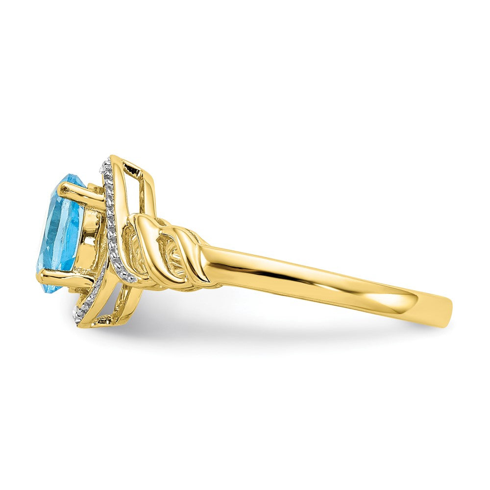 10K Yellow Gold 10K Light Swiss Blue Topaz And Diamond Ring