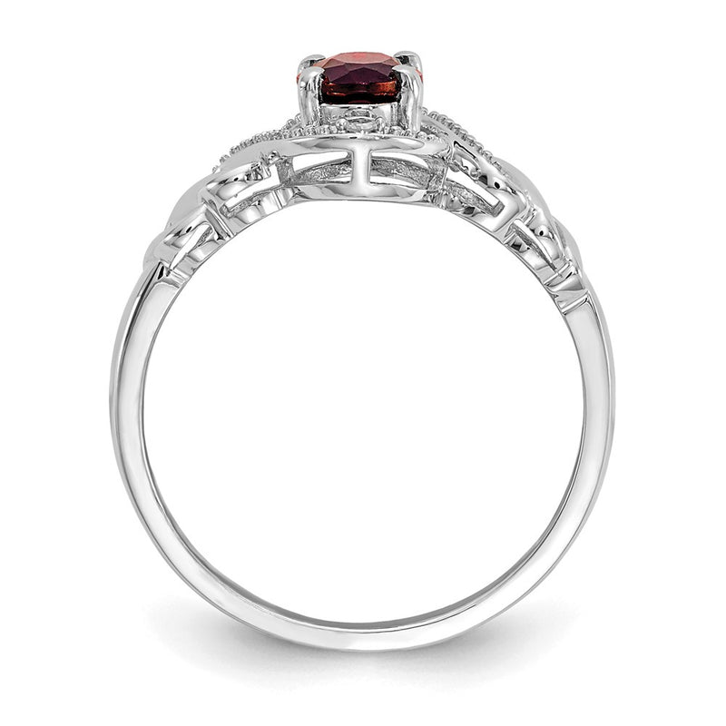 10K White Gold Garnet And Diamond Ring