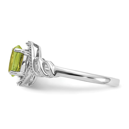 10K White Gold Peridot And Diamond Ring
