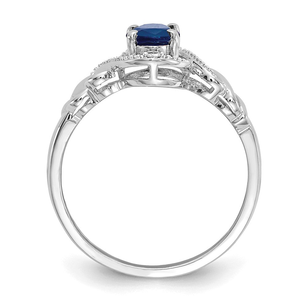 10K White Gold Sapphire And Diamond Ring
