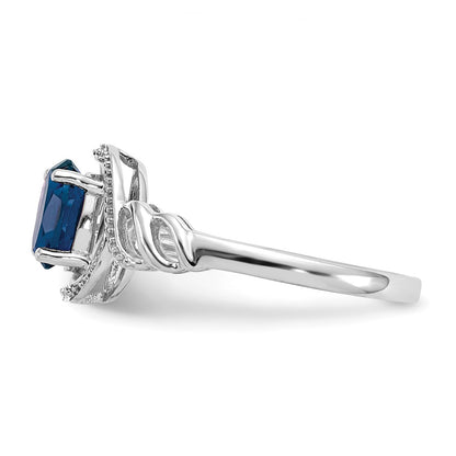 10K White Gold Sapphire And Diamond Ring