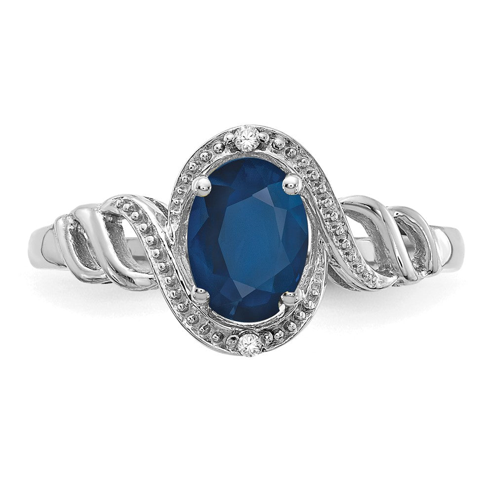 10K White Gold Sapphire And Diamond Ring
