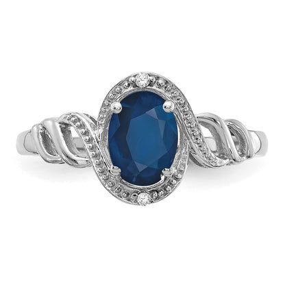 10K White Gold Sapphire And Diamond Ring