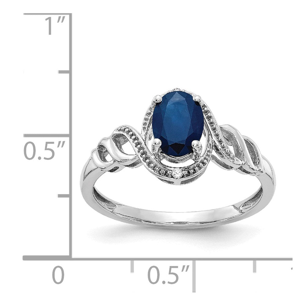 10K White Gold Sapphire And Diamond Ring