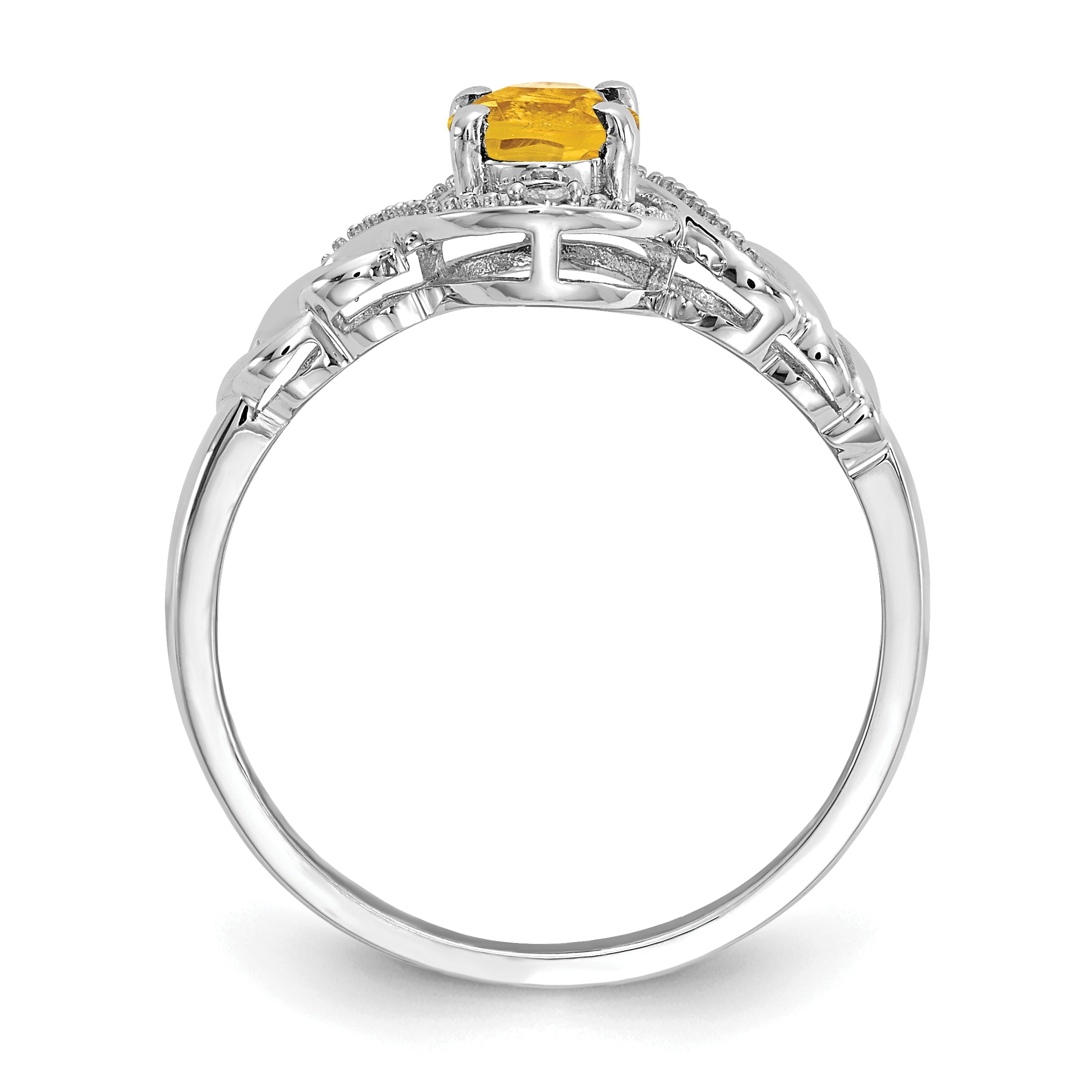 10K White Gold Citrine And Diamond Ring