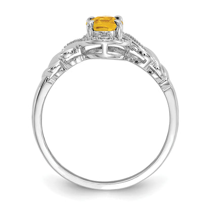 10K White Gold Citrine And Diamond Ring