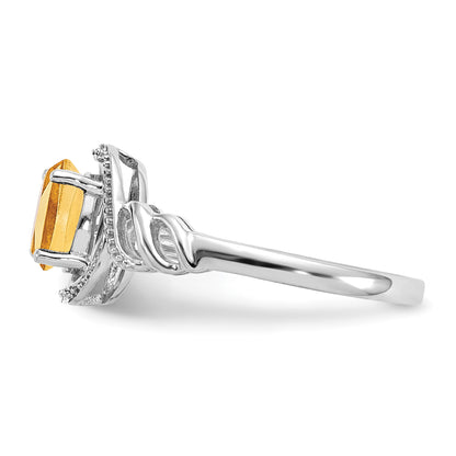 10K White Gold Citrine And Diamond Ring
